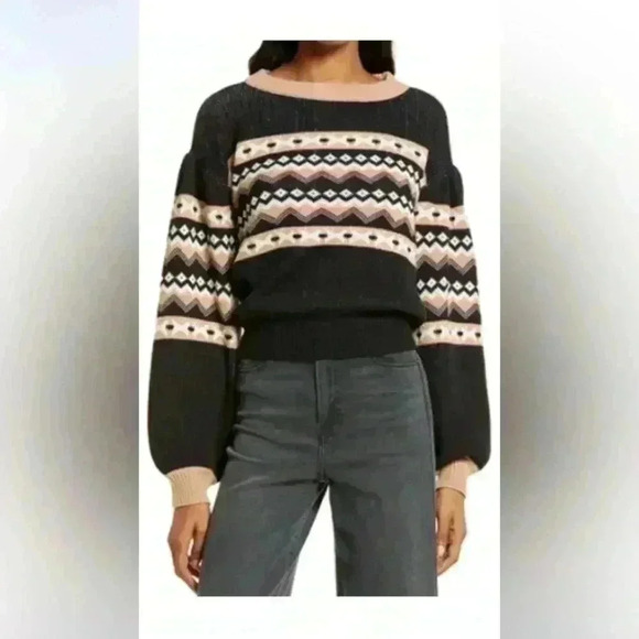 Treasure & bond fair isle sweater in black and brown - Picture 1 of 4